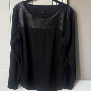 Ann Taylor Black Perforated leather  Blouse top